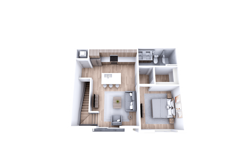 Floor plan for 1 bed, 1 bath, 625 sqft